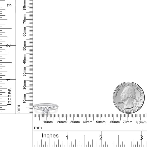 Gem Stone King 10K White Gold Lab Grown Diamond Engagement Ring For Women | 0.70 Cttw | Cushion 5MM | Gemstone April Birthstone | DEF Color | VVS-VS Clarity | Available in Size 5,6,7,8,94