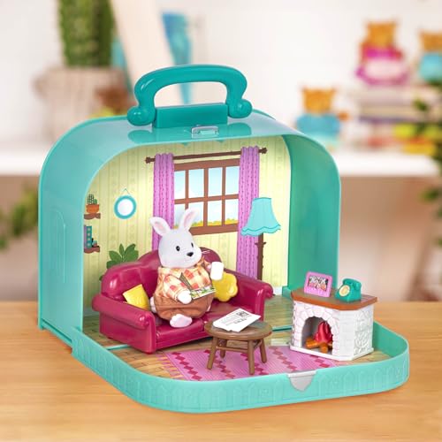 Li'l Woodzeez – Living Room Playset with Furniture & Accessories – Compact Travel Suitcase, Portable Dollhouse Playset for Imaginative Pretend Play – Miniature Toy Set for 3+ Years - Image 5