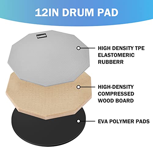 Growdaily EJO1-3902 Drum Practice Pad For Drumming Drum Pad And Sticks 12 In,Sided thumb #2