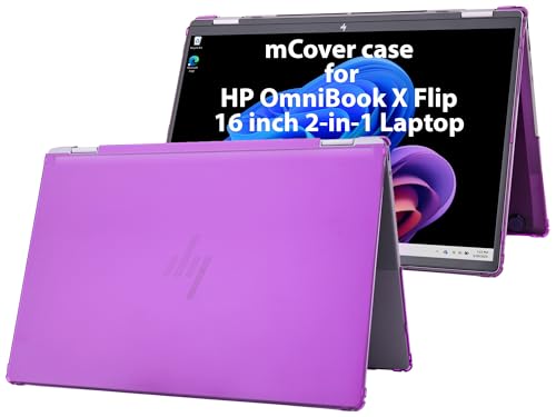 mCover Case ONLY Compatible for 16 2025+ HP OmniBook X Flip 16-ASxxxx 16-AUxxxx 16-ARxxxx 16-BExxxx 2-in-1 Windows Laptop PC (NOT Fitting Other HP Models)- Purple