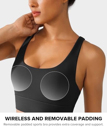 Image of BRXL High Support Padded Sports Bra for Women Buttery Soft Criss Cross Back Strappy Workout Athletic Running Gym Bra
