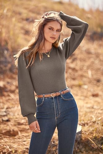 Image of MASCOMODA Womens Puff Long Sleeve Ribbed Sweater Bodysuits