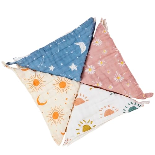 Image of Premium Muslin Baby Burp Cloths - Ultra Soft & Absorbent, 6 Layers for Newborns & Infants - Pack of 5 /10 - Baby Essentials for Baby Feeding (Printed Multicolor, Pack of 10)