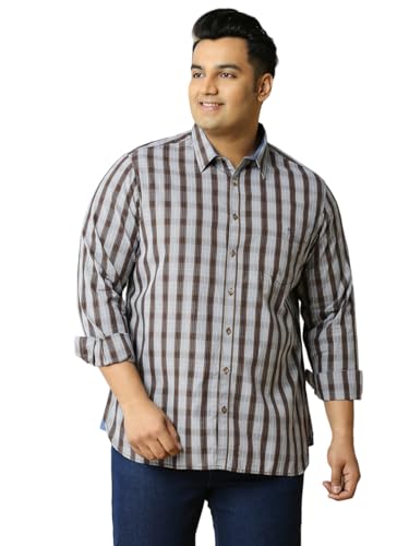 Image of Thomas Scott Men Pure Cotton Regular Plus Size Premium Checked Casual Shirt