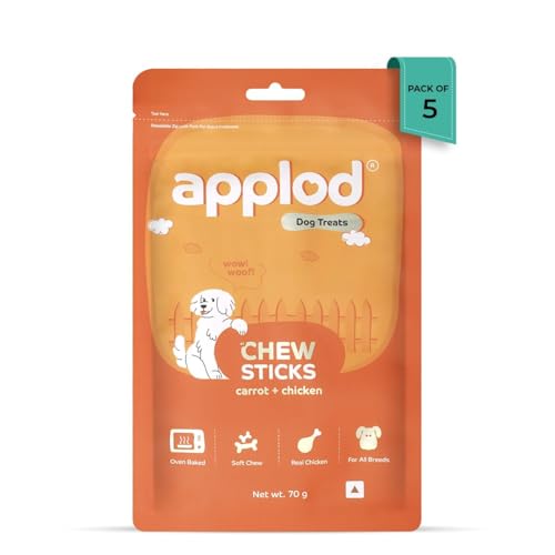 Image of Soft Carrot & Chicken Chew Sticks for Puppies & Adult Dogs | Healthy Easy-to-Digest Training Treats for All Breeds | Soft & Chewy Dog Snacks | Pack of 5 | 70g x 5