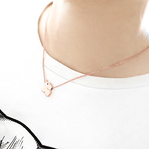 Elbluvf 18K Plated Stainless Steel Elephant Animal Lucky Elephant Necklace Everyday Jewelry (Rose Gold) #TOP1