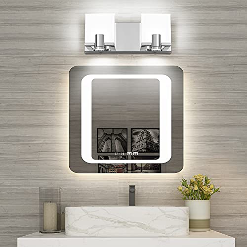 Image of SOLFART Led Bathroom Vanity Light Fixtures with Spotlights Chrome Finishing Durable Modern Vanity Light Over Mirror Light Fixture for Bath 2 Lights