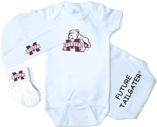Image of Mississippi State Bulldogs 3 Piece Baby Gift Set (white, 0-3 Months)