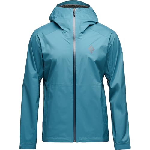 BLACK DIAMOND Men’s Fineline Stretch Shell | BD.dry Waterproof Jacket | Stretch Rain Shell | Packable Hiking & Climbing Layer | Creek Blue | Medium