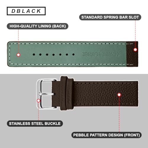 Image of DBLACK ''ZOLO'' Premium Leather Watch Strap, Pebble Pattern Design Watch Belt / / For 20mm, 22mm, or 24mm Boxy Finish Watch Band (Choose Your Size & Color)