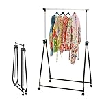 Taylor & Brown Chrome Metal Rail Rack - Adjustable Height Portable Garment Rack on Castor Rolling Wheels - Superior Foldable Storage Display Stand - Clothing Hanging Clothes Rails Rack for Bedroom