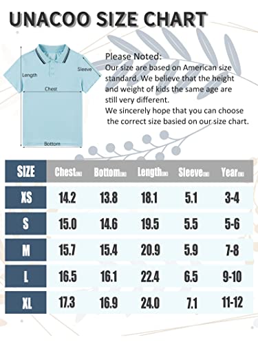 Unacoo Boys Cotton Polo Shirts Girls Short Sleeve School Uniform Collar Shirts Golf Tennis Sports Pique Polo T-Shirts Quick Drying Tees Light Blue M #TOP5