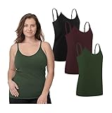 Under Control Nursing Cami Tank Tops for Breastfeeding Women Nursing Tops Maternity Shirts, Camisoles with Built in Bra 3Pack (US, Alpha, Regular, Regular, Medium/Burgendy/Green)