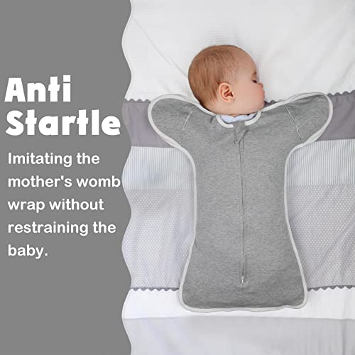 Image of 2 Pack Swaddles 0-3 Months, 2 Way Zipper Swaddles, Arms in /Out Convertible Baby Swaddle, 100% Cotton Arms Up Newborn Sleep Sacks, Star & Gray