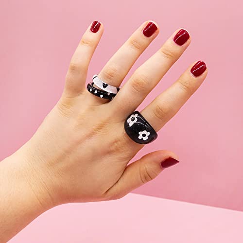 Fablinks 10 Assorted Acrylic Rings For Girls, Chunky Resin Ring For Women, Acrylic Y2K Stackable Cute Trendy Square Rings Party Favors #TOP1