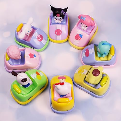 Image of Gifts- Hello Kitty Kuromi Pull Back Car Toy - Cute Sanrio Character Bumper Car with Action Figure - Fun Collectible Gift for Kids & Fans, Size 8 cm, 8 pcs (Kuromi Car)