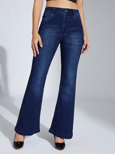 Image of Miss Chase Women's Wide Leg High Rise Regular-Length Stretchable Denim Jeans