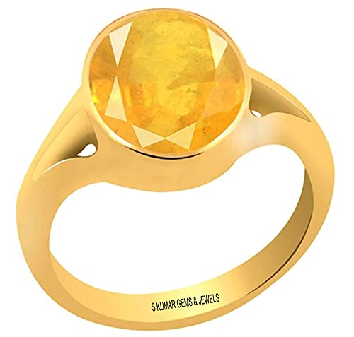 Certified Natural Yellow Sapphire (Pukhraj Stone) 8.25 Ratti or 7.50 Ct Panchdhatu Ring for Astrology