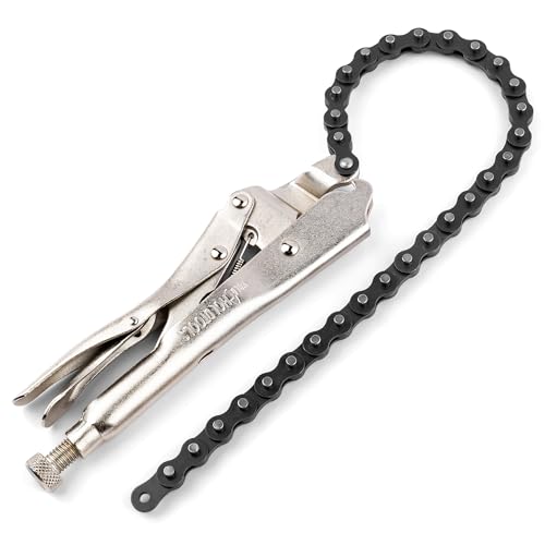URASISTO 9-Inch Locking Chain Clamp with 20 Chain Heavy Duty Chain Vise Grip Locking Chian Pliers Chain Vise Wrench for Any Shaped Objects
