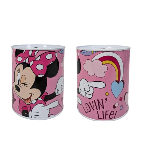 My sweety pop Minnie Mouse Pink Metal Money Box - School - Coin Storage - 12cm - Gift Idea