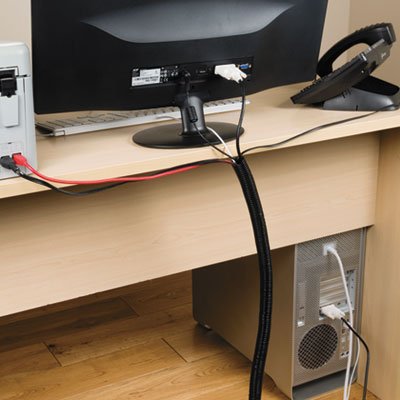 D-Line Black 43in Cable Sleeve, Flexible Wire Protector Tubing, Split Electrical Conduit, Plastic PC Cable Management Tube, Cord Sheath, TV Loom Tubing - 1.26in Diameter, 43-inch Length miniatura 2