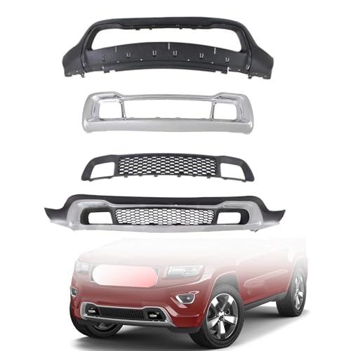 3PCS Front Bumper Cover & Bumper Grille Set Compatible with 2014 2015 2016 Jeep Grand Cherokee Replacement OE#68141936AD, 68143070AD, 68143076AD,Partlink Number:CH1015114C | CH1036128C | CH1037108C