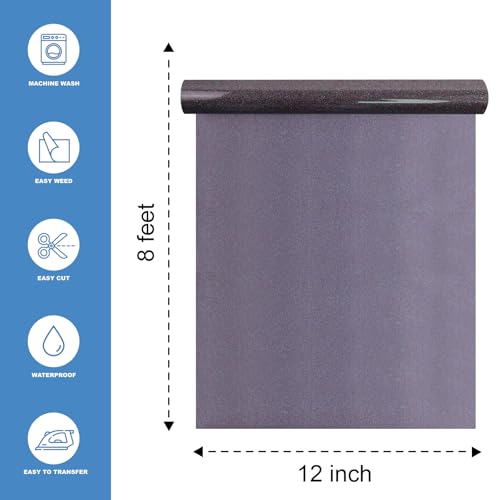 Image of Galaxy Black Glitter Heat Transfer Vinyl 12 inch x 8 ft HTV for Shirts, Glitter HTV Iron on for All Cutter Machine - Easy to Cut & Weed for Heat Vinyl Design (Galaxy Black)