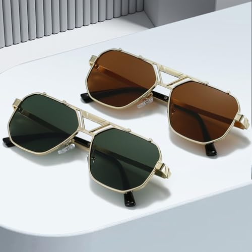 Lunettes de soleil vintage à double pont en métal pour un style chic au quotidien