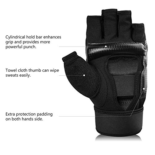 Xinluying Punch Bag Boxing Martial Arts Mma Sparring Grappling Muay Thai Taekwondo Training Pu Leather Wrist Wraps Gloves Black S #TOP3