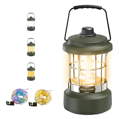 LED Campinglampe Tragbar, Wasserdichte Camping Licht mit 2 Lichtleisten, Wiederaufladbare Suchscheinwerfer Mit Haken, Geeignet für Angeln Abenteuer...