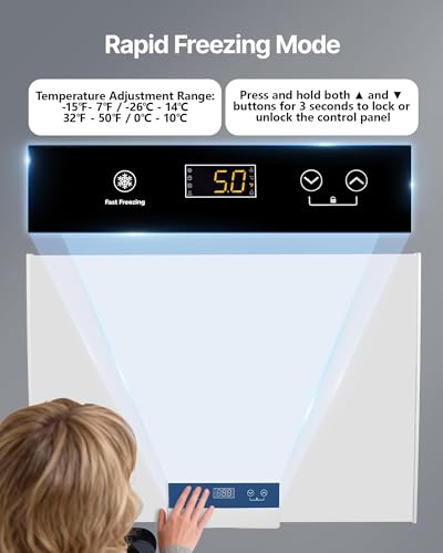 Image of VEVOR Chest Freezer, 5 Cu.ft Compact Deep Freezer, Free Standing Top Open Door Chest Freezers with 2 Removable Baskets & Adjustable Thermostat - Energy Saving, Low Noise & Garage Ready, White