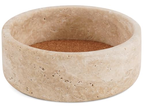 Radicaln Posavasos de mármol de 5.5 pulgadas para botellas de vino de travertino para encimera, soporte de corcho absorbente ideal para botellas de champán