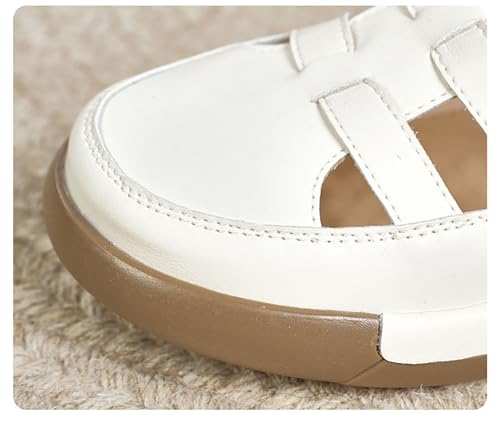 Women's Leather Roman Sandals, Adjustable Ankle Strap Soft Sole Increase Height Wedge Casual Sandals2