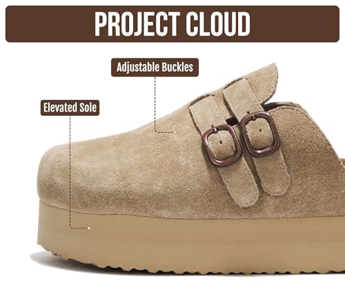 Image of Project Cloud 100% Genuine Leather Platform Sandals Women Footwear - Comfortable Womens Slides Memory Foam Insole - Non Slip Water-Resistant 3-Strap Wedge Sandals for Women 2026