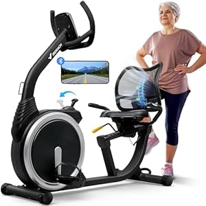 MERACH Recumbent Exercise Bike, Recumbent Bike for Home, Light Commercial Recumbent Bikes for Seniors Adults, Magnetic Recumbent Stationary Bike with Smart Bluetooth and Exclusive App, LCD