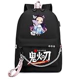 ZJYJING Mochila de anime para laptop escolar com porta USB, mochila casual de viagem casual para adolescentes e meninas, Preto - 2, Large, Anime
