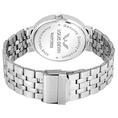 Image of LOUIS DEVIN Men's Analog Wrist Watch with Stainless Steel Chain