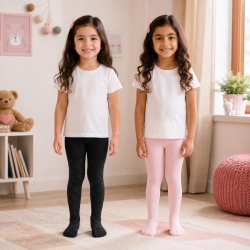 Image of THE LITTLE LOOKERS Baby Tights Thick Toddler Baby Girl Seamless Knit Leggings Thick Solid Cotton Stockings Footed Pants Pantyhose for Years Baby