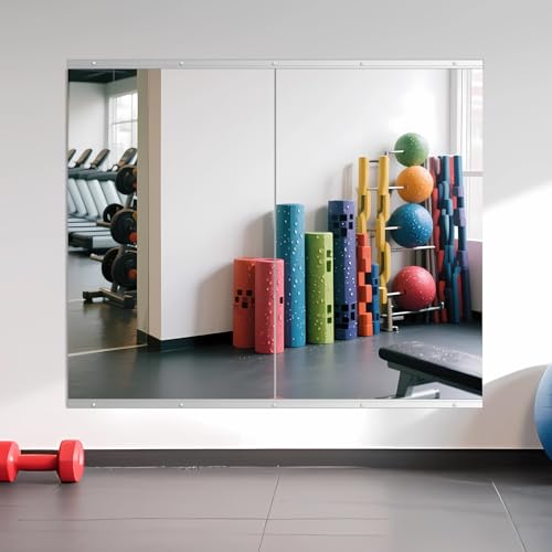 Image of Ruomeng Home Gym Mirror, 48''x28''x2PCS Full Length, Large Frameless Body Mirror Tempered Glass for Gym, Workout, Yoga, Garage, Dance Studio