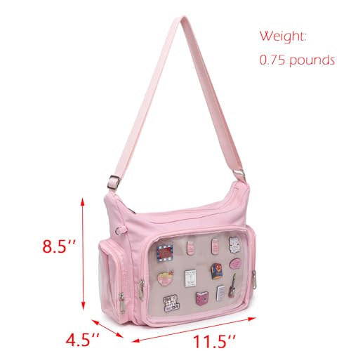 Image of Canvas Ita Bag Crossbody Shoulder Bag Kawaii Purses and Handbags with Anime Pins Display Medium