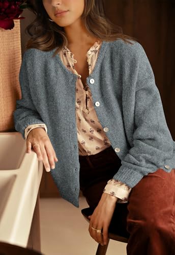Image of PRETTYGARDEN Long Sleeve Crewneck Button Down Womens Sweaters Fall Open Front Chunky Cardigan Sweaters for Women 2026