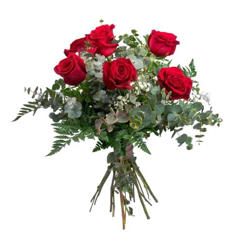 DECOALIVE| Ramo de Rosas Flores Rojas Naturales| Ramo Perfecto para Regalar