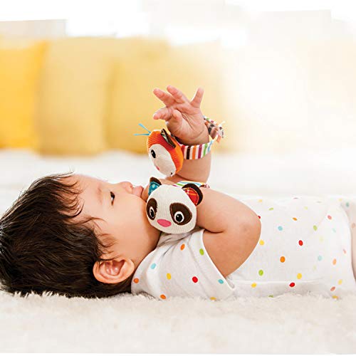 Infantino-wrist-rattles-MonkeyPanda-Baby-teething-Rattling-Toy
