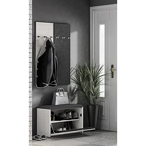 Lomadox Garderobe Bank mit Garderobenpaneel in Schneekiefer Nb. mit...