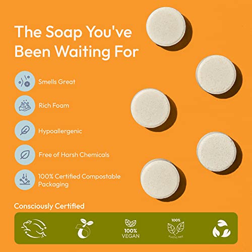 Fomin Foaming Hand Soap Tablets (6 Count) - Makes 48 Fl Oz (6 X 8 Fl Oz) - Basil Mandarin Foaming Hand Soap Refills, Sustainable Soap Tablets For Hands #TOP4