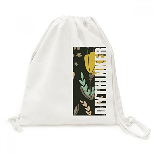 Fleur plante peinture toile drawstring backpack au motif vibrant