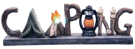 Night Light Decorative Camping Messenger Table Shelf Sign Word Sculpture, 12.5", Free Standing Tabletop
