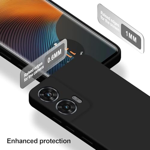 Image of DIZORO Microfiber Candy Case for Motorola G96 5G Smooth Touch Cushion Liquid Soft Silicone Gel Rubber Phone Cases Non-Slip Full Body Protective Shockproof Back Cover -Black
