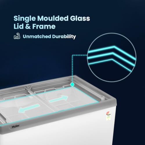 Image of Haier HFC-325G3, Glass Top Freezer, Single Mould Door & Frame, Anti-Rodent Body & Wire, Integrated Lock, with metal Liner inside and 70mm Puff Thickness (White)