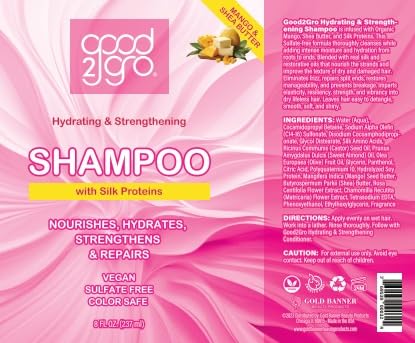 Miniatura 2 de GOOD2GRO Champú ultra hidratante, limpia, desenreda, desencrespa, reduce la rotura, añade humedad, brillo, repara y protege con mango y manteca de